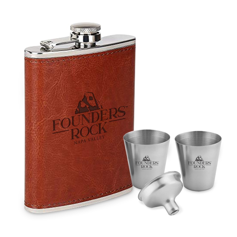 Leather Flask Set