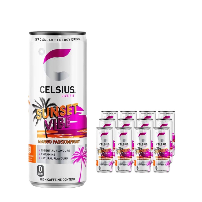 Celsius Sunset Vibe Mango & Passion Fruit Energy Drink Multipack, 12 x 355 ml