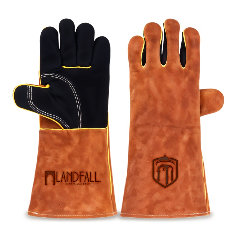 Heat-Resistant Leather Suede BBQ Grilling Gloves