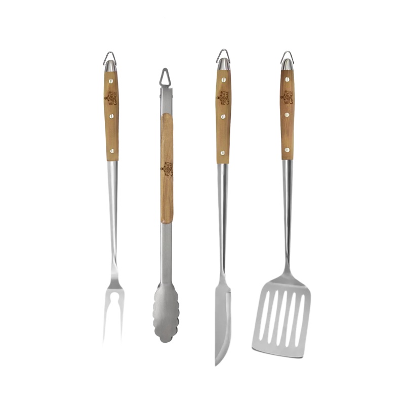 Heavy-Duty Rose Wood BBQ Grilling Tools Set