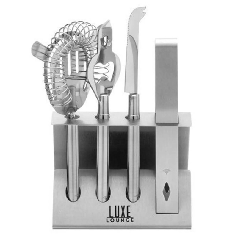 BarCraft Five Piece Stainless Steel Cocktail Tool Set