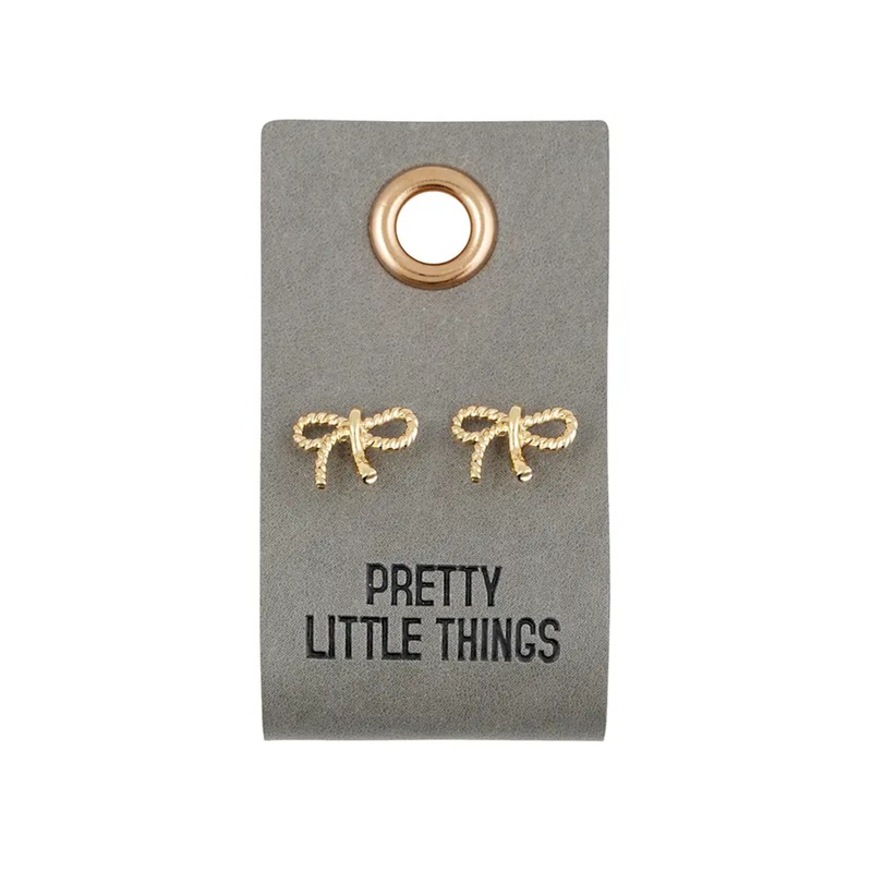“Bow” Leather Tag Earrings SINGLE
