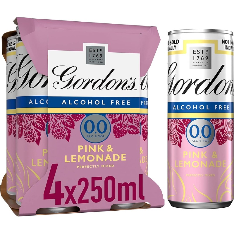 Gordons Premium Pink 0.0% Alcohol Free Gin & Lemonade Cans 16x250ml