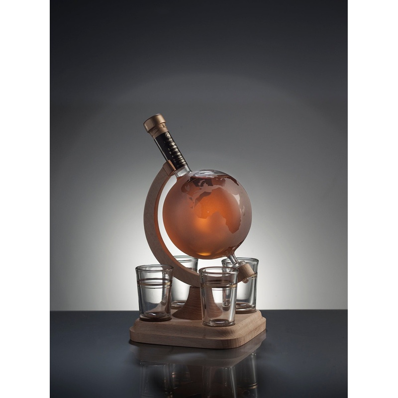 Frosted Glass Globe Refillable Whisky Decanter & 4 Glasses 35cl