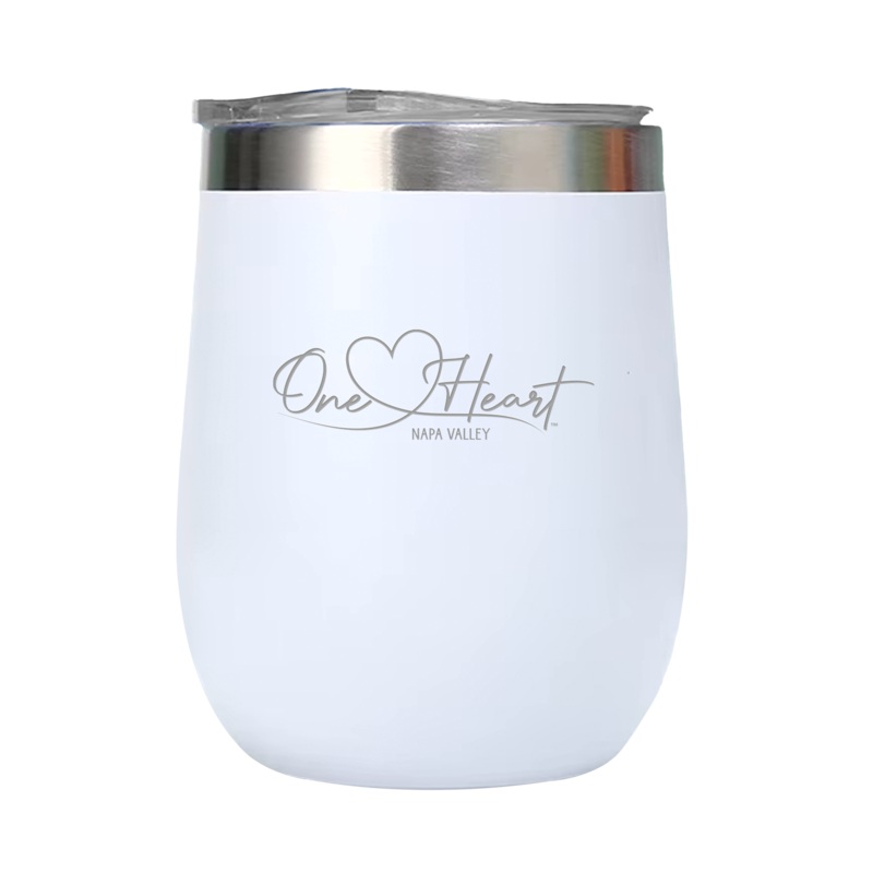 12oz Double Wall Stainless Steel Wine Tumbler with Lid White