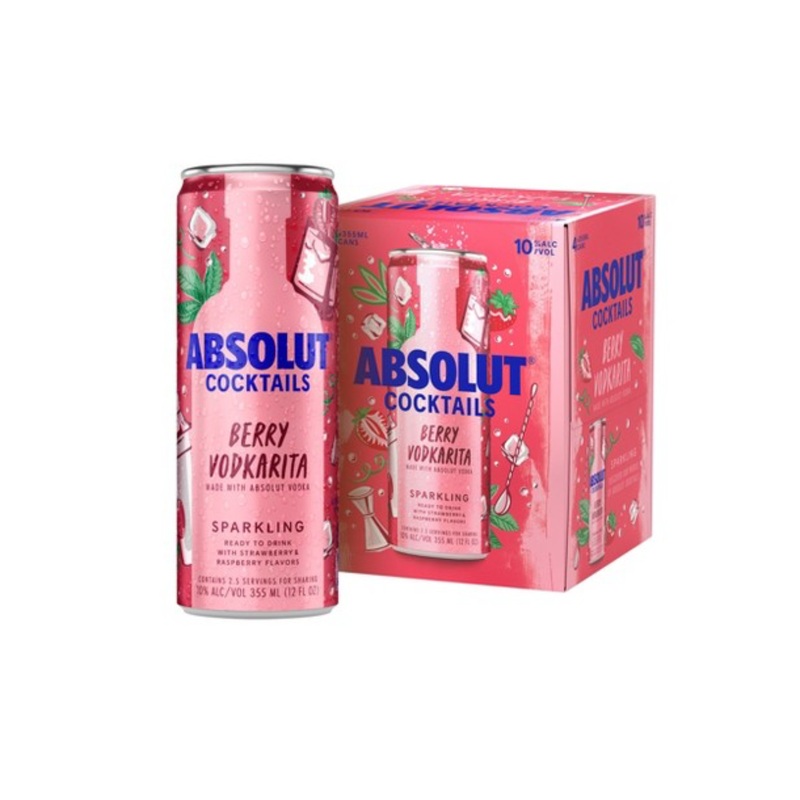 Absolut Berry Vodkarita Cocktail 4 PACK 12 OZ CANS