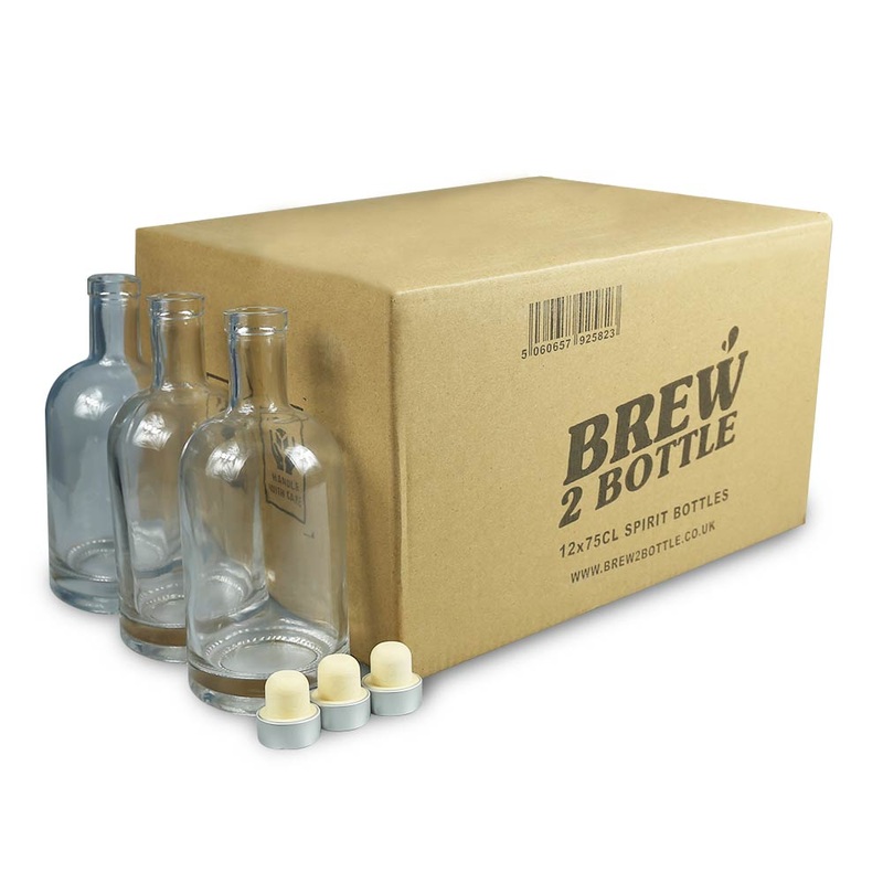 12 x 75cl Brew2Bottle Spirit Bottles with Cork Stopper