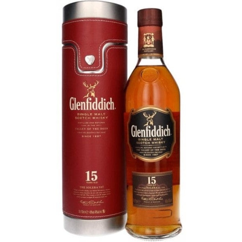 Glenfiddich 15 Year Old Solera Vat Leatherette Tube 70cl