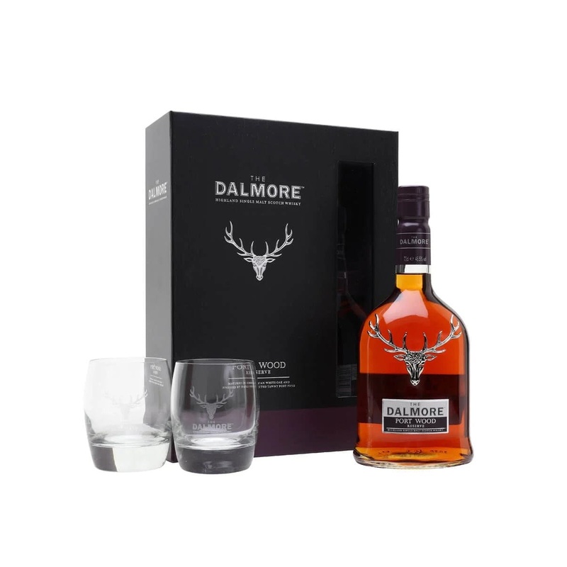 The Dalmore Port Wood Single Malt Scotch Whisky & Glasses Gift Set 70cl