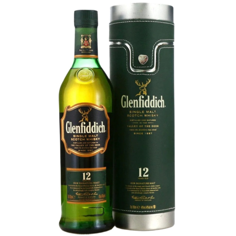 Glenfiddich 12 Year Old Signature Malt Whisky Leather Tube 70cl
