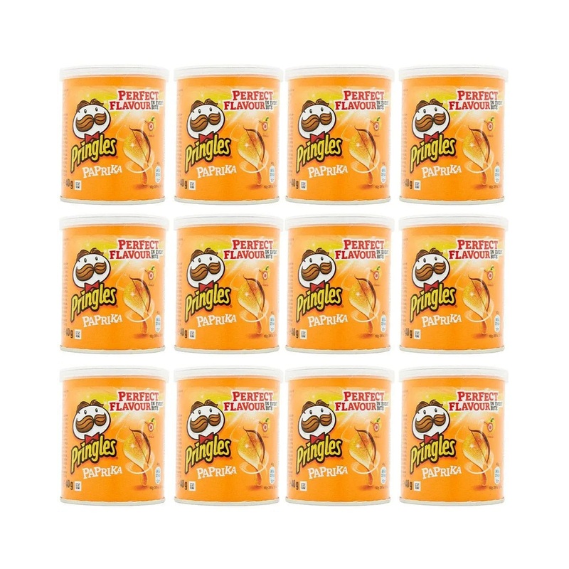 Pringles Paprika Crisps Tub Multipack, 12 x 40 g