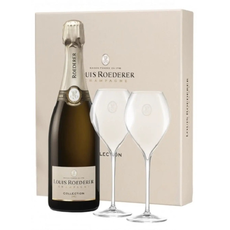 Louis Roederer Collection 244 Brut Champagne  Jamesse Flutes Gift Set, 75 cl