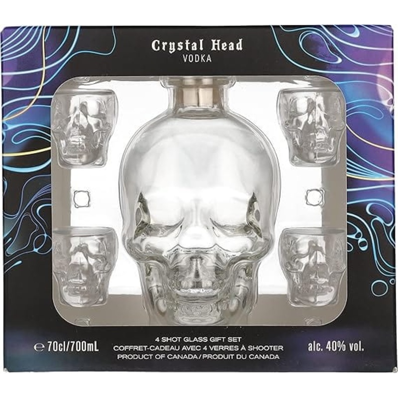 Crystal Head Vodka Gift Pack & 4 x Shot Glasses 70cl