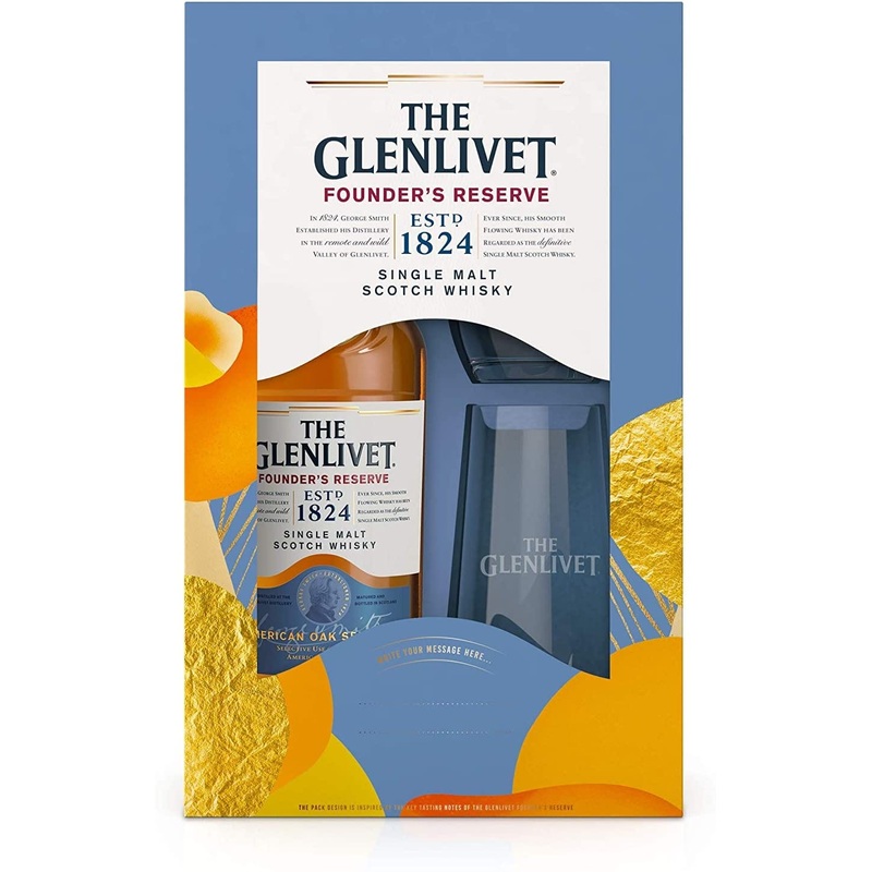 Glenlivet Founders Reserve Single Malt Scotch Whisky 2 Glass Gift Set 70cl
