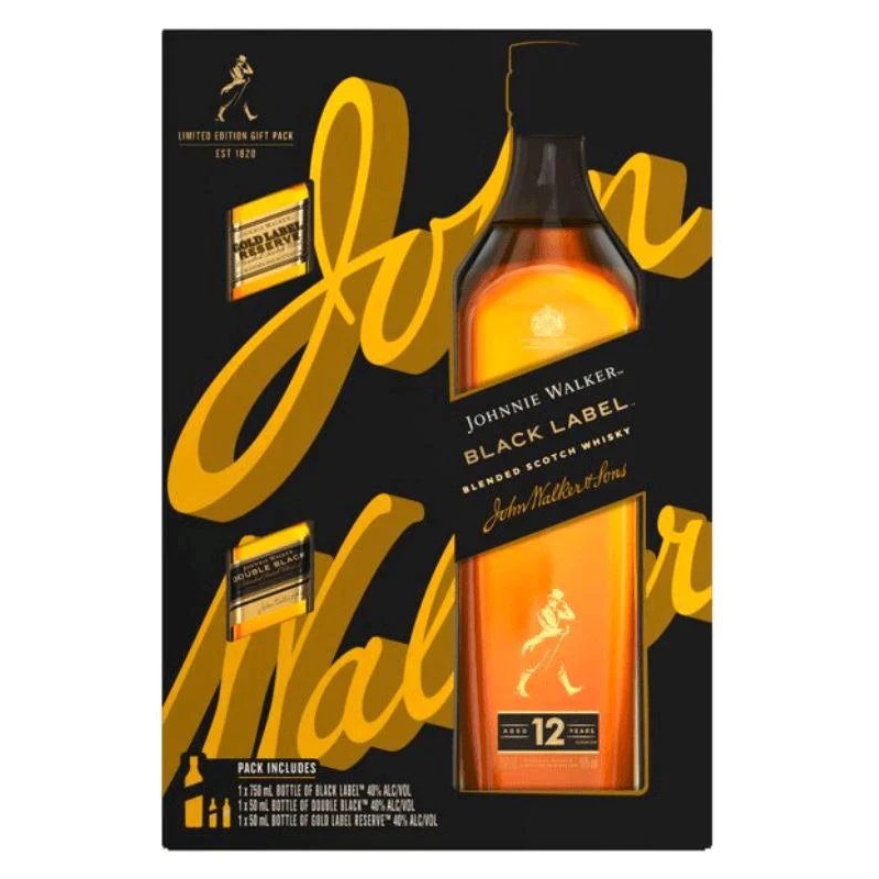 Johnnie Walker 12 Year Black Label Gift Set 750mL