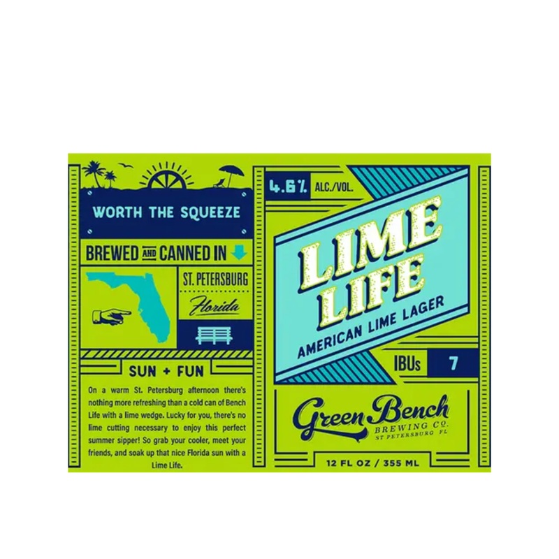 Green Bench Lime Life Lager 6 PACK 12 OZ CANS