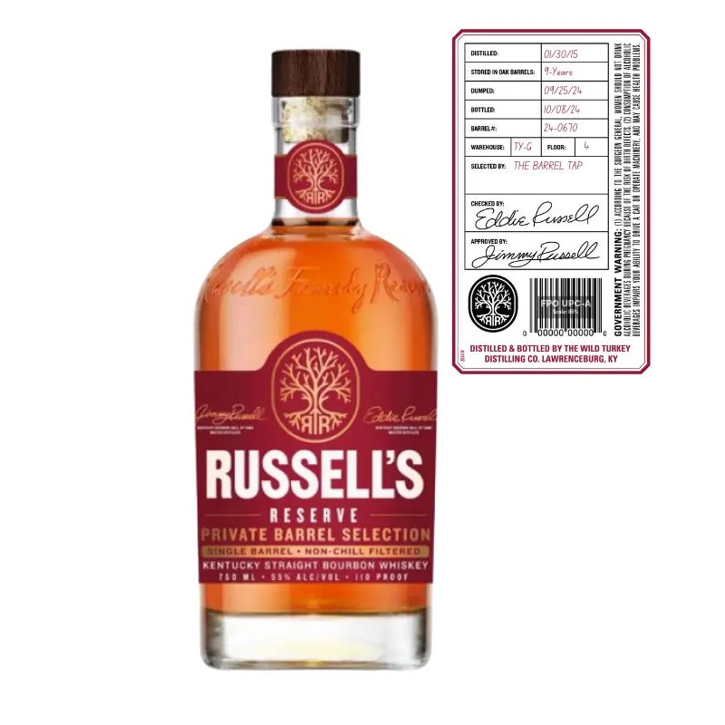 Russell’s Reserve 9 Year ‘Jimmy’s Barrel Proof Hustle’ Single Barrel ‘The Barrel Tap’ Private Select Bourbon 750mL