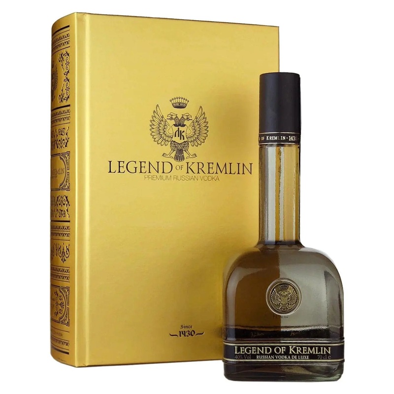 Legend Of Kremlin Vodka Black Bottle With Gold Book, 70 cl