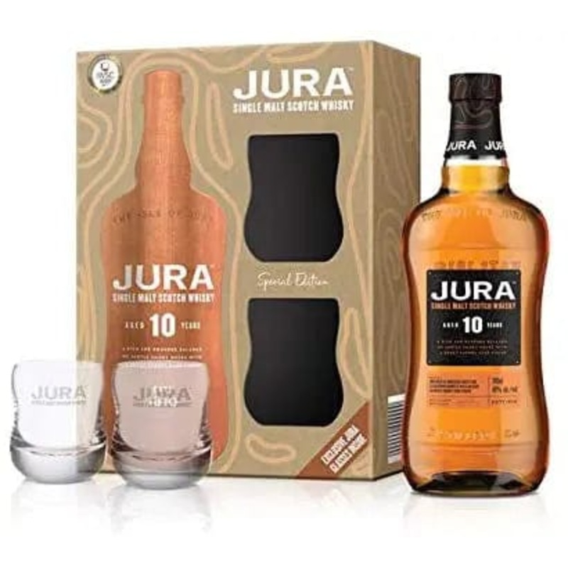 Jura Whisky 10 Year Old Single Malt 2 Glasses Gift Pack 70cl
