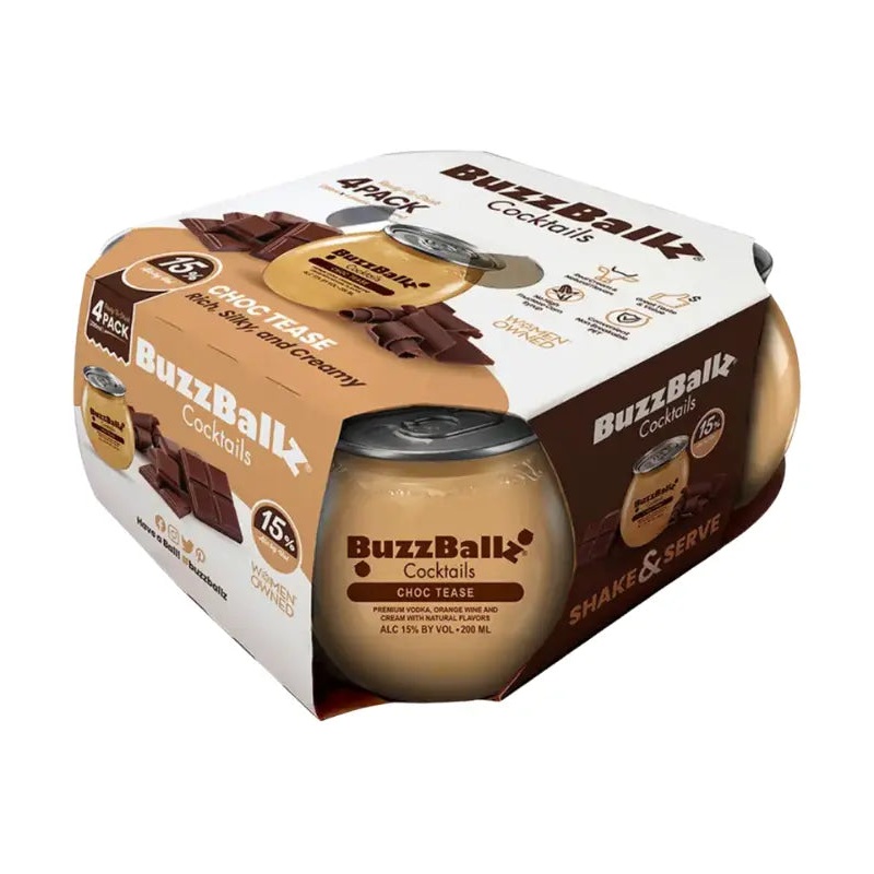 Buzzballz Choc Tease Pre-Mixed Cocktails 4-Pack