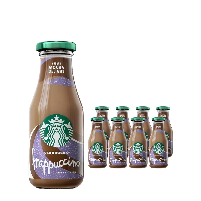 Starbucks Frappuccino Mocha Flavoured Milk Glass Bottle Iced Coffee Multipack, 8 x 250 ml