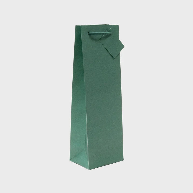1 Bottle forest green paper gift bag