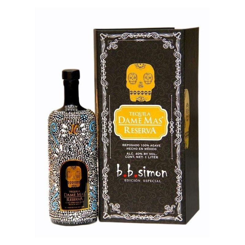 Dame Mas Reserva Extra Anejo b.b. Simon Special Edition Tequila 1L Gold Crystals
