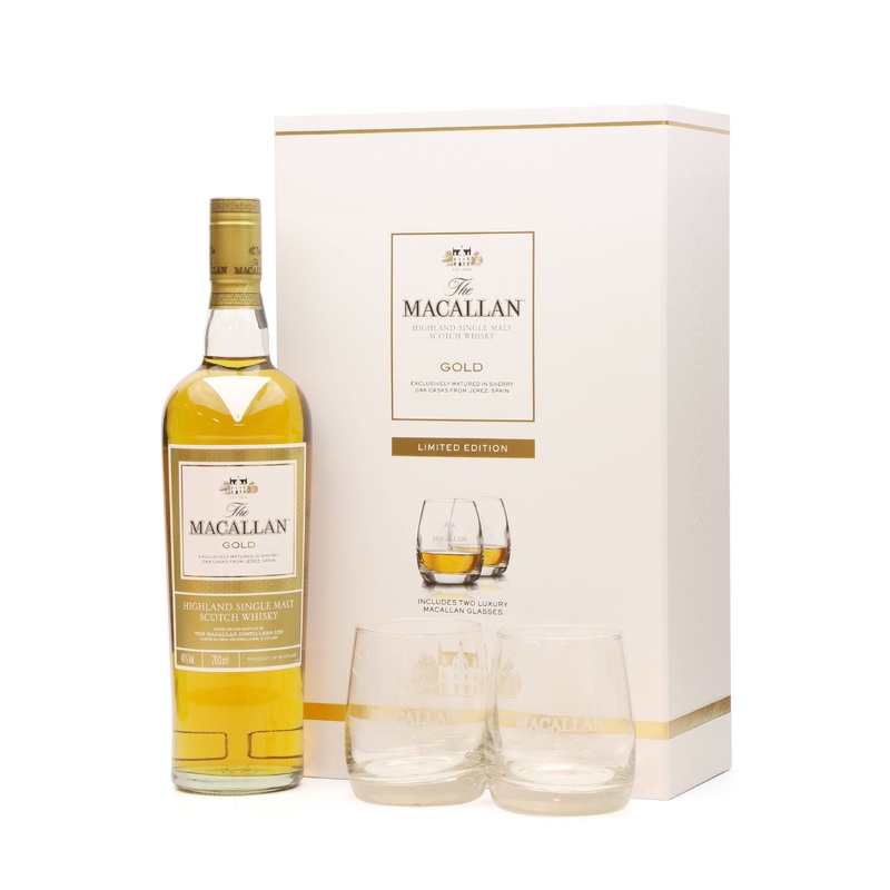 Macallan Gold 1824 Series Limited Edition Gift Set With Glasses 70cl