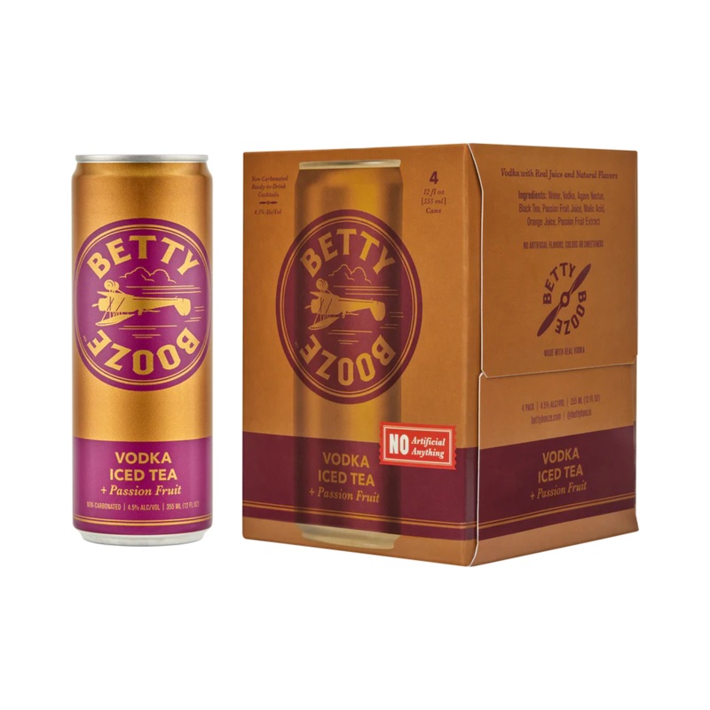Betty Booze Vodka Iced Tea & Passion Fruit 4 PACK 12 OZ CANS