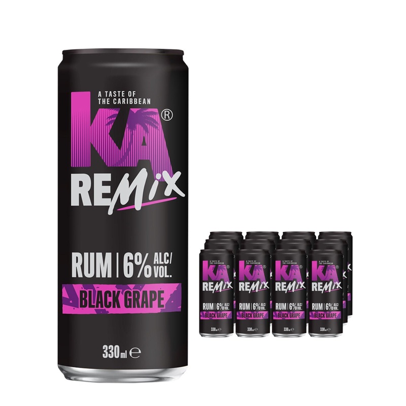 KA Remix Rum Black Grape Premixed Can Multipack, 12 x 330 ml