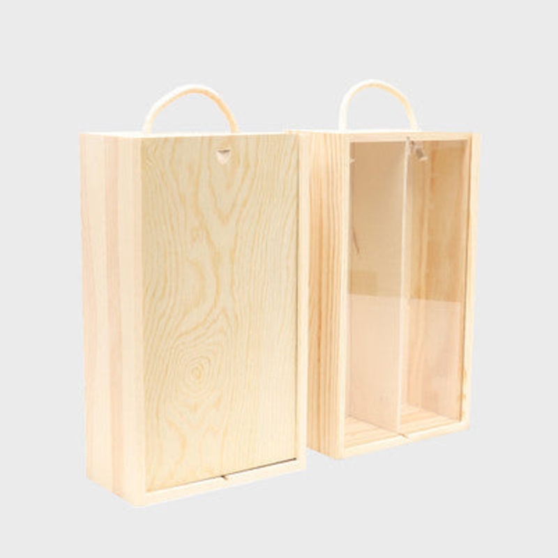 2 Bottle Wooden Box with Sliding Lid 2 Bottle Wooden Box with Sliding Lid