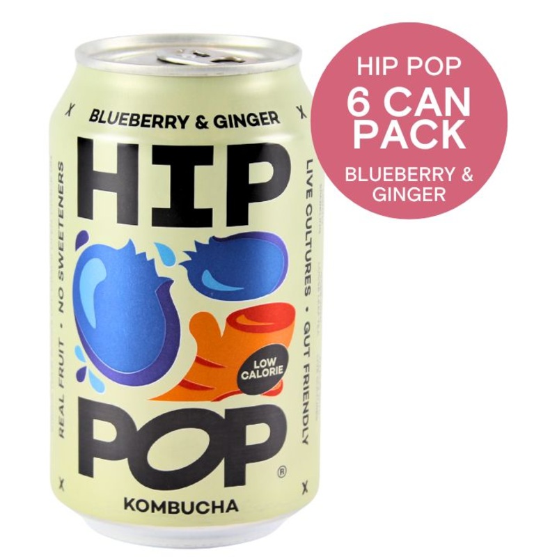 Hip Pop Bundle, Blueberry and Ginger Kombucha 6x330ml Pack