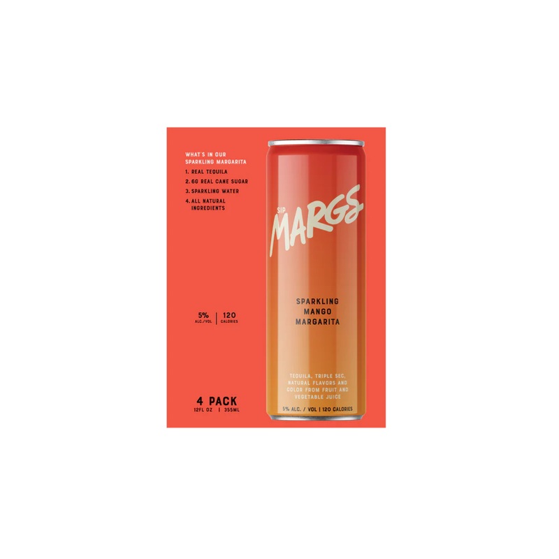 SipMARGS Sparkling Mango Margarita 4 PACK 12 OZ CANS