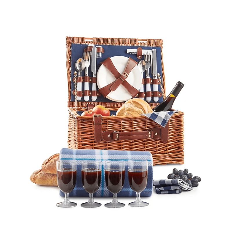 Vonshef 4 Person Navy Wicker Picnic Basket