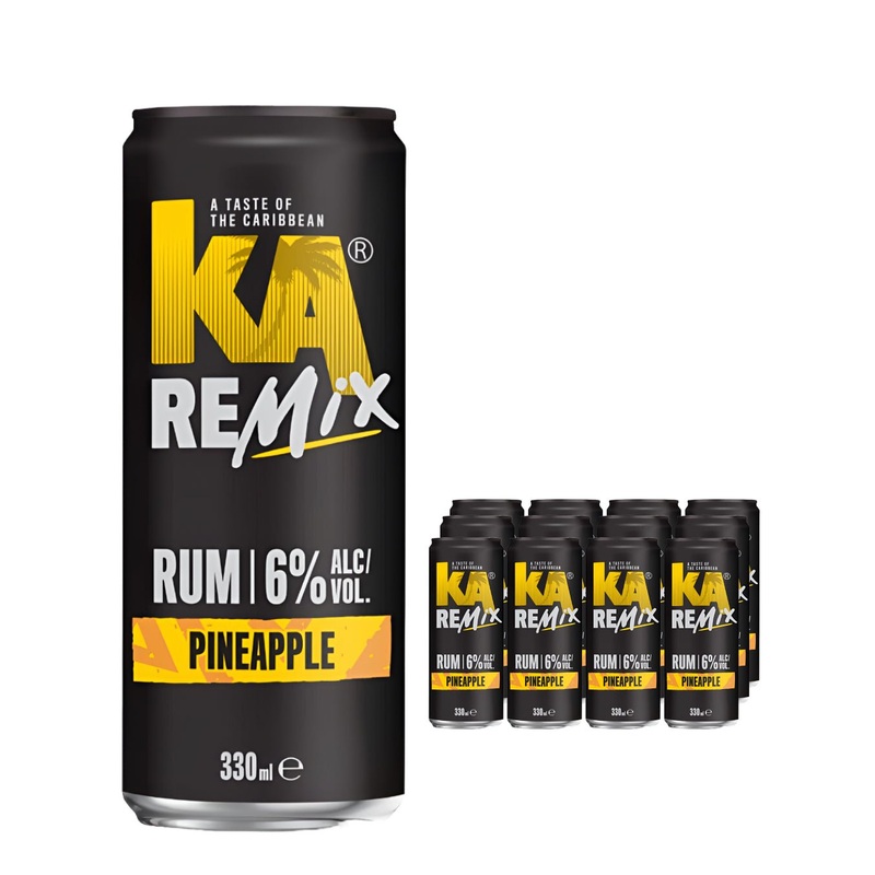 KA Remix Rum Pineapple Premixed Can Multipack, 12 x 330 ml