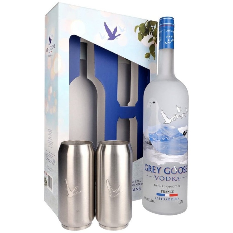 Grey Goose Vodka Magnum Gift Set & 2 Soda Cans 1.75L