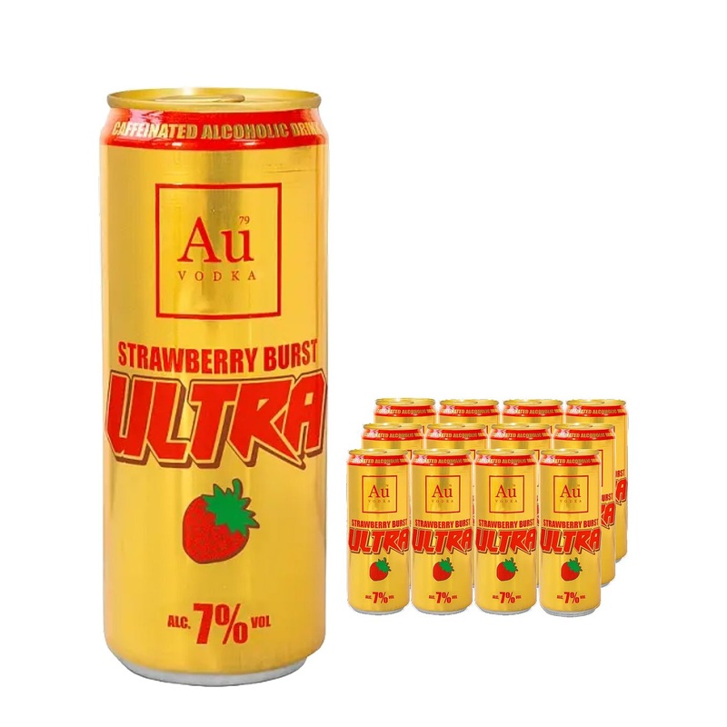 Au Vodka Ultra Strawberry Burst Caffeine Premixed Drink Multipack, 12 x 500 ml