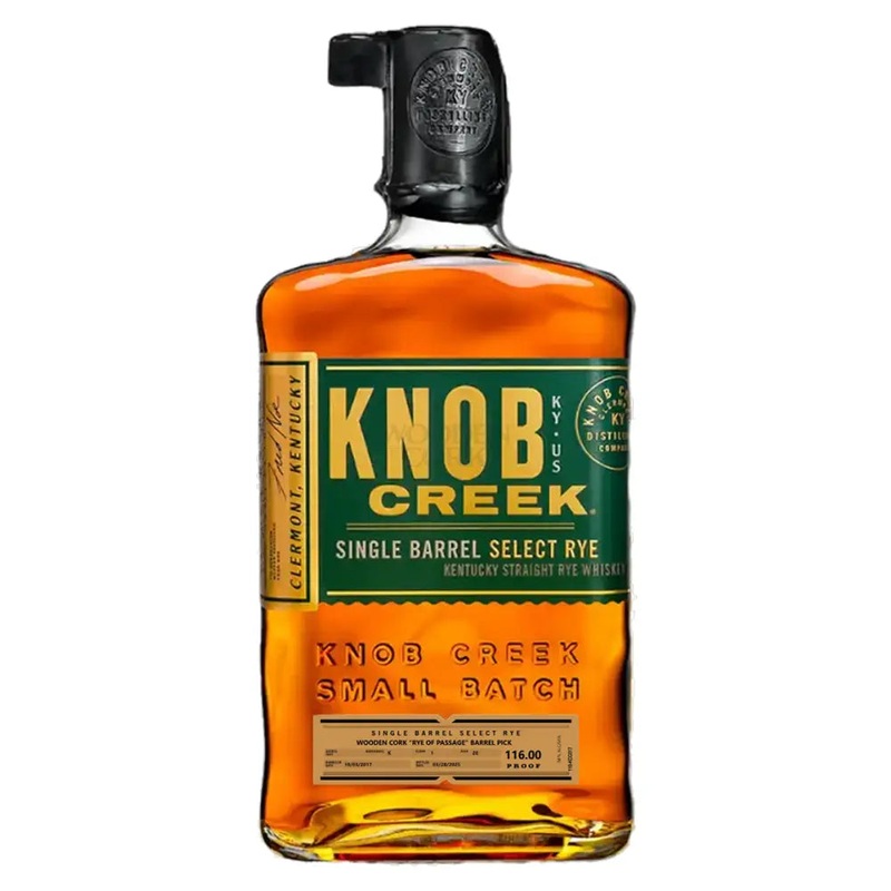 Knob Creek Wooden Cork “Rye of Passage” Barrel Pick 116 Proof Straight Rye Whiskey 750ml