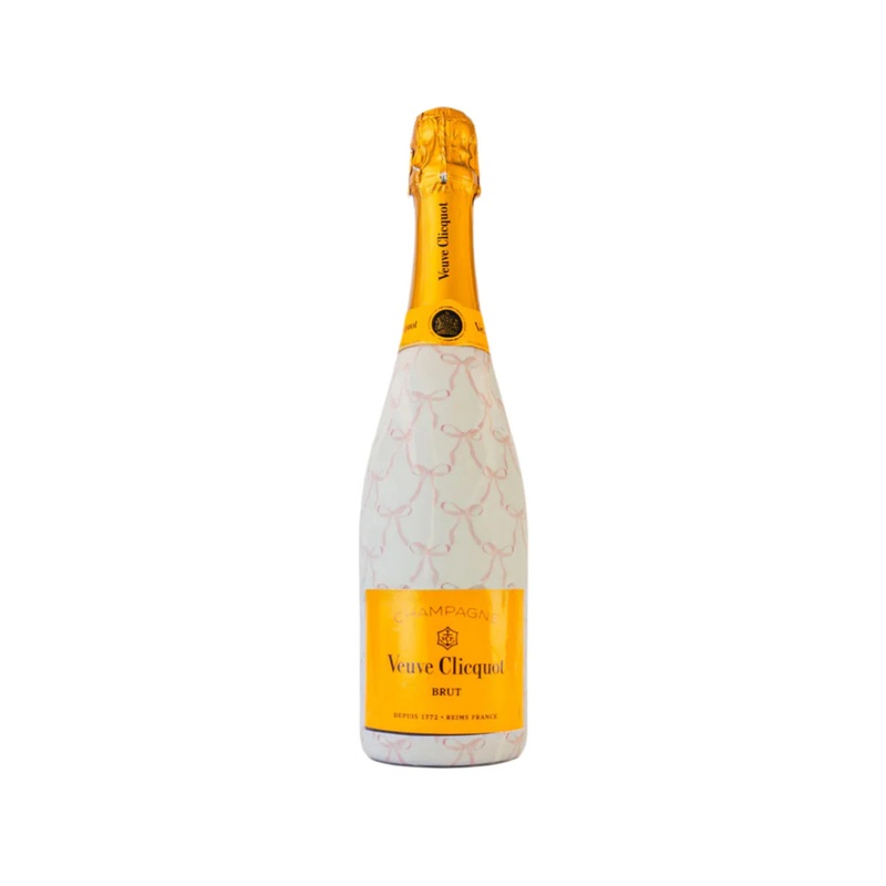 Grandmilenial Pink Bows Regular Veuve Clicquot Bottle Wrap SINGLE