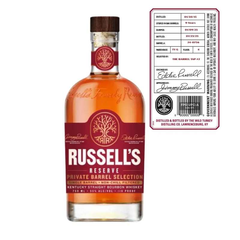 Russell’s Reserve 9 Year 11 Month ‘Eddie’s Winner’s Circle Pick’ Single Barrel ‘The Barrel Tap #2’ Private Select Bourbon 750mL