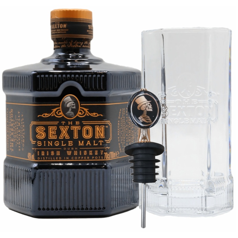 The Sexton Single Malt Irish Whiskey With Branded Glass & Pourer 70cl