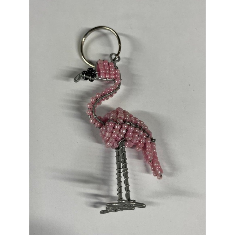Beaded Keyring – Flamingo
