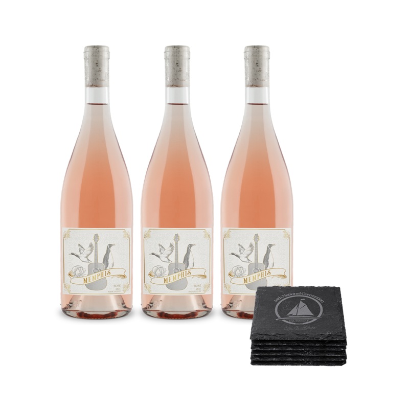 3-Bottle Memphis Ros w/6 Slate Coasters