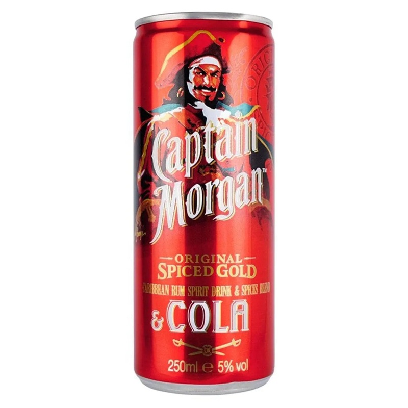 Captain Morgan Spiced Rum & Cola Premixed Can, 1 x 250 ml