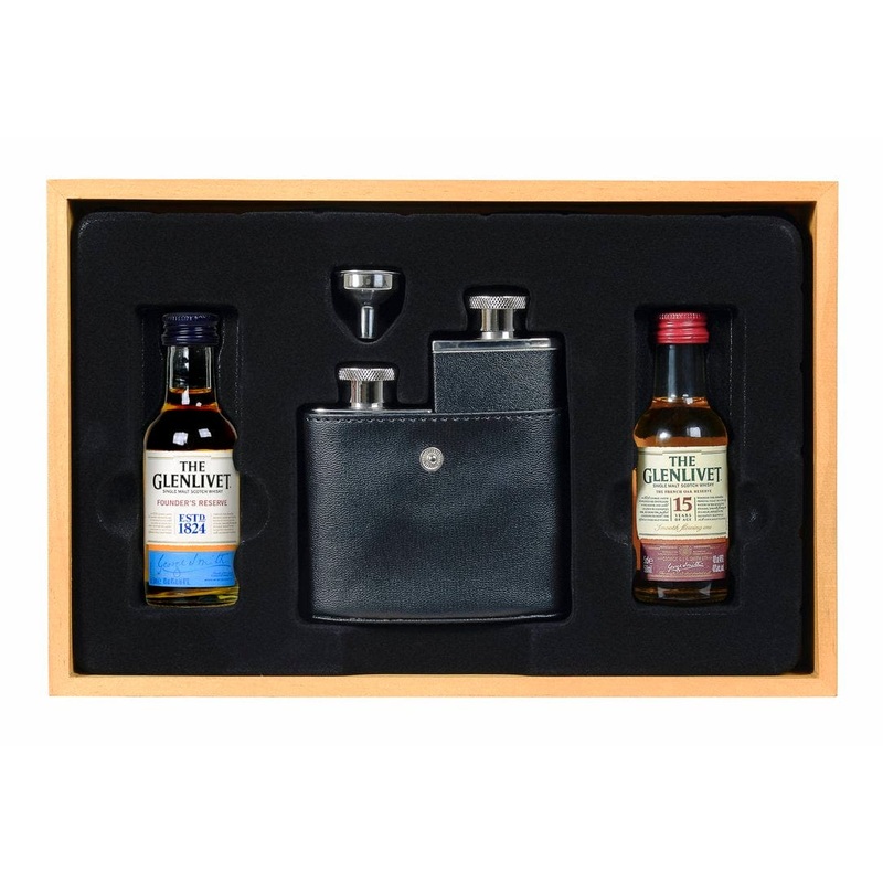 Glenlivet and Double Hipflask 2x5cl