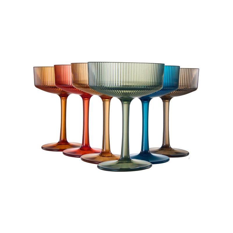 Acrylic Ribbed Coupe Glass SINGLE